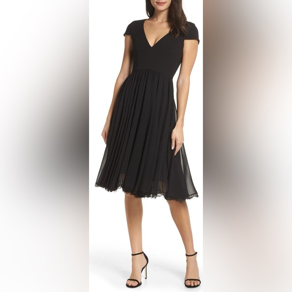 Dress the Population Black Fit & Flare Midi Dress NWT Size Small - Picture 5 of 13